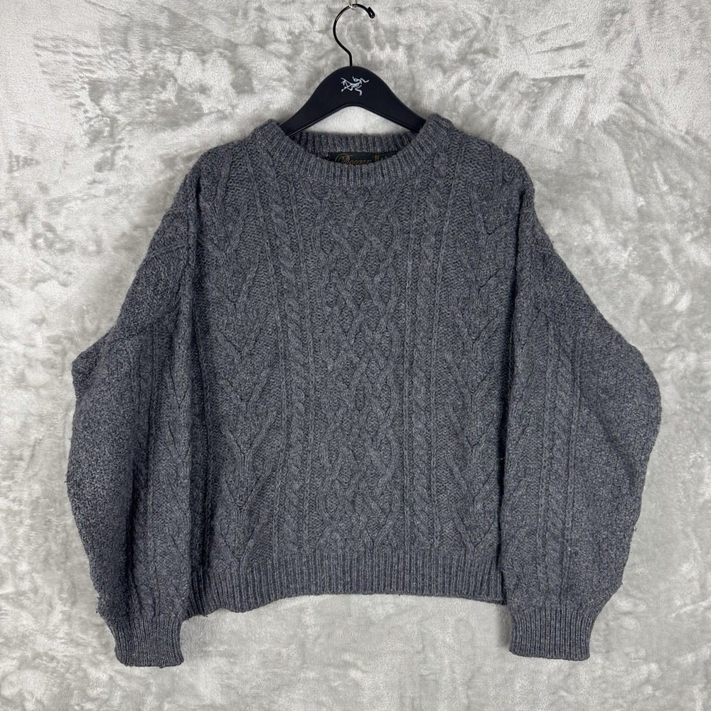 vintage Doogan Donegal Wool Cable Knit Sweater Ireland Mens Large Fisherman